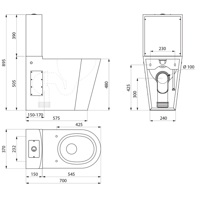 Ritning - WC-Stol 700 m. cistern