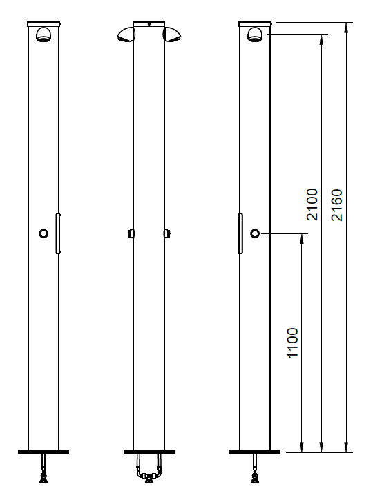 Heno Duschpelare - Rund - Ritning